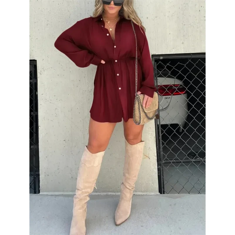 Vestido mono de manga larga con botones para mujer
