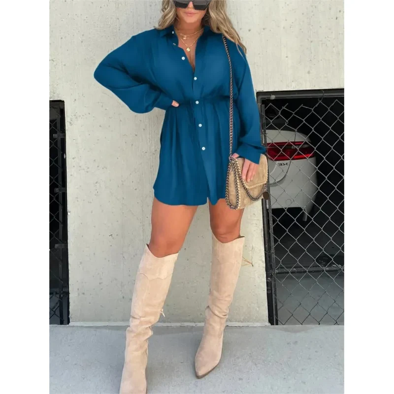 Vestido mono de manga larga con botones para mujer