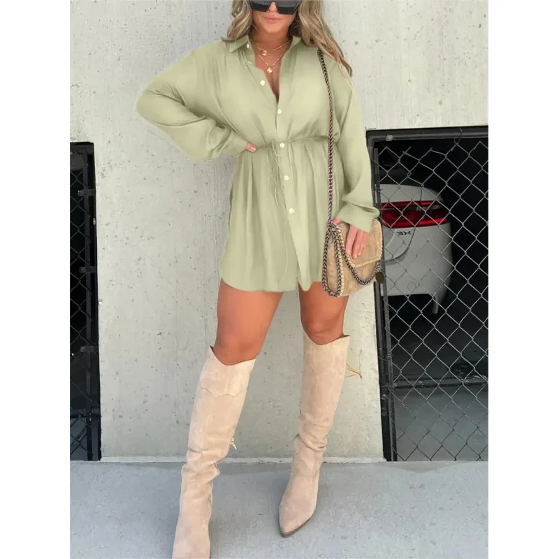 Vestido mono de manga larga con botones para mujer