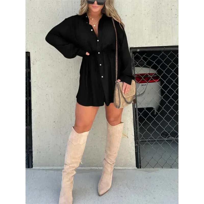 Vestido mono de manga larga con botones para mujer