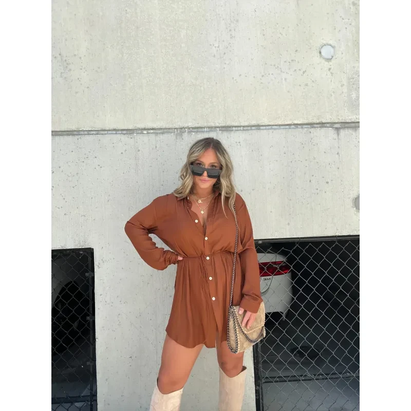 Vestido mono de manga larga con botones para mujer