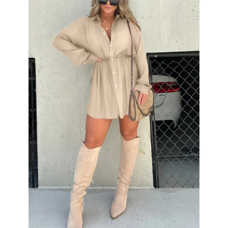 Vestido mono de manga larga con botones para mujer