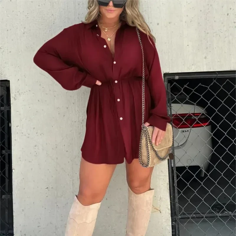 Vestido mono de manga larga con botones para mujer