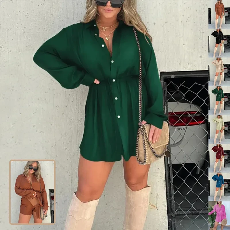 Vestido mono de manga larga con botones para mujer