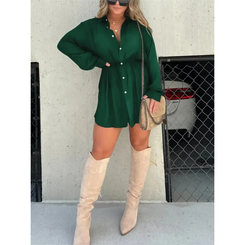Vestido mono de manga larga con botones para mujer