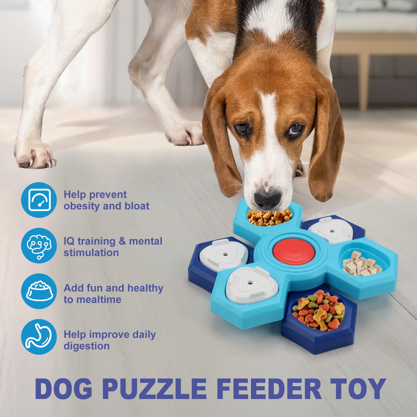 Cuencos rompecabezas de alimentación lenta de 4 capas para perros.
