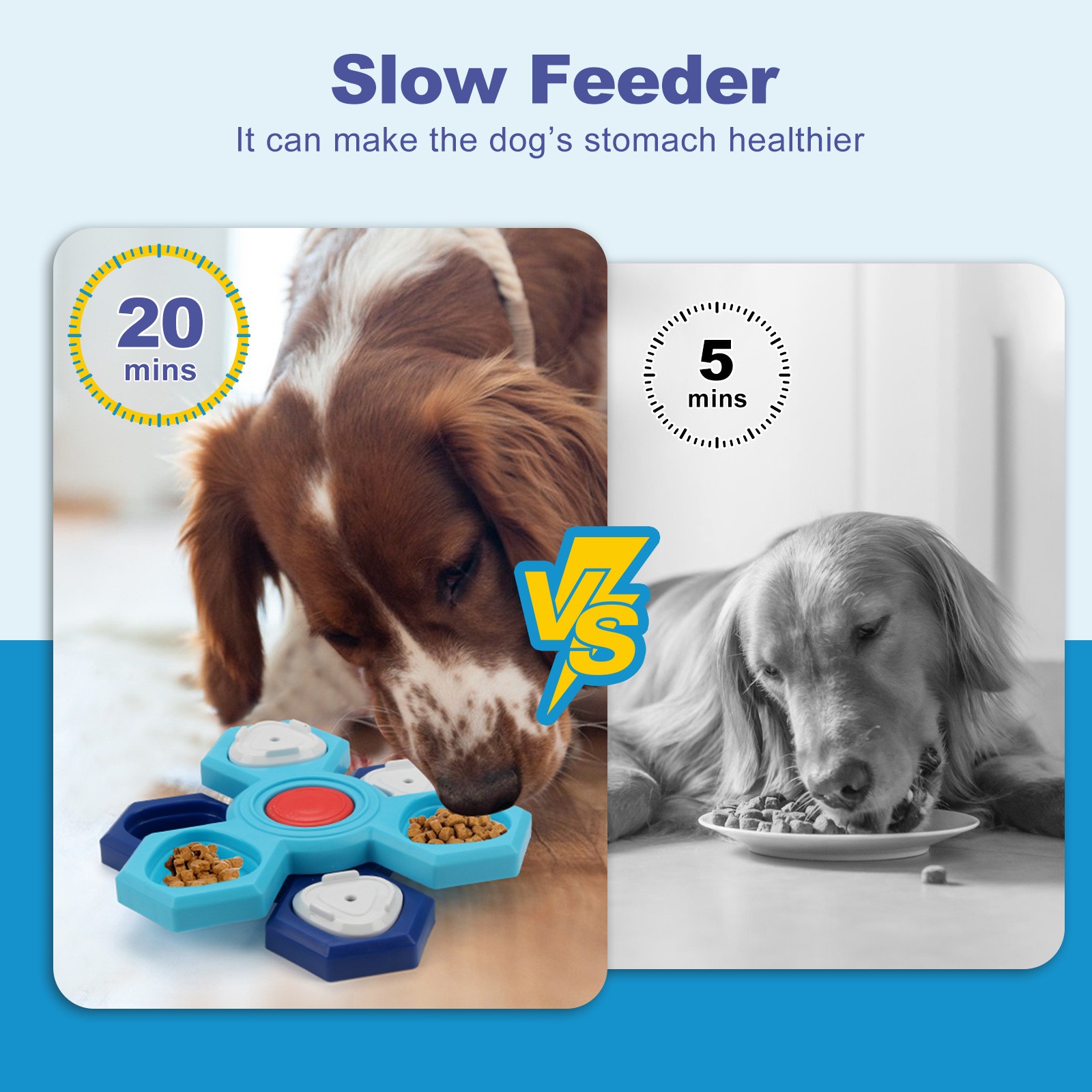 Cuencos rompecabezas de alimentación lenta de 4 capas para perros.