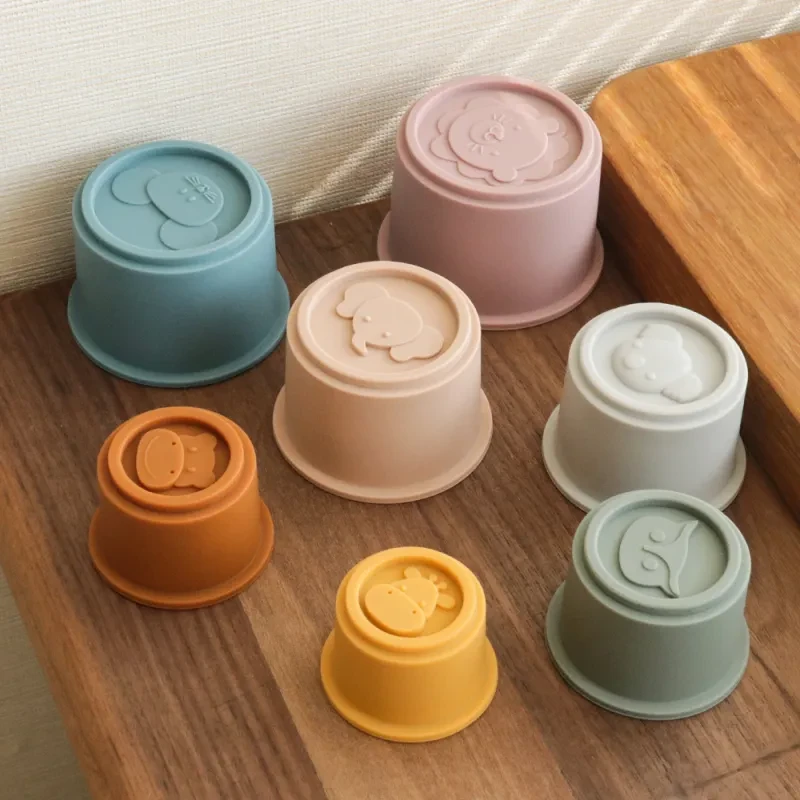 Juguetes de playa, juego de vasos apilables con forma de animales y frutas