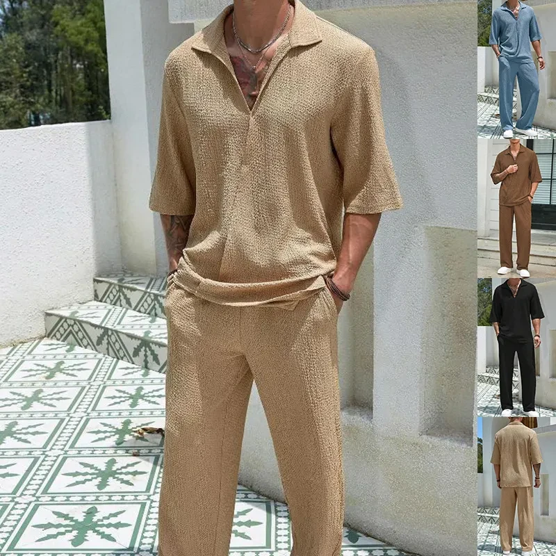 Camiseta de manga corta y pantalones holgados para hombre