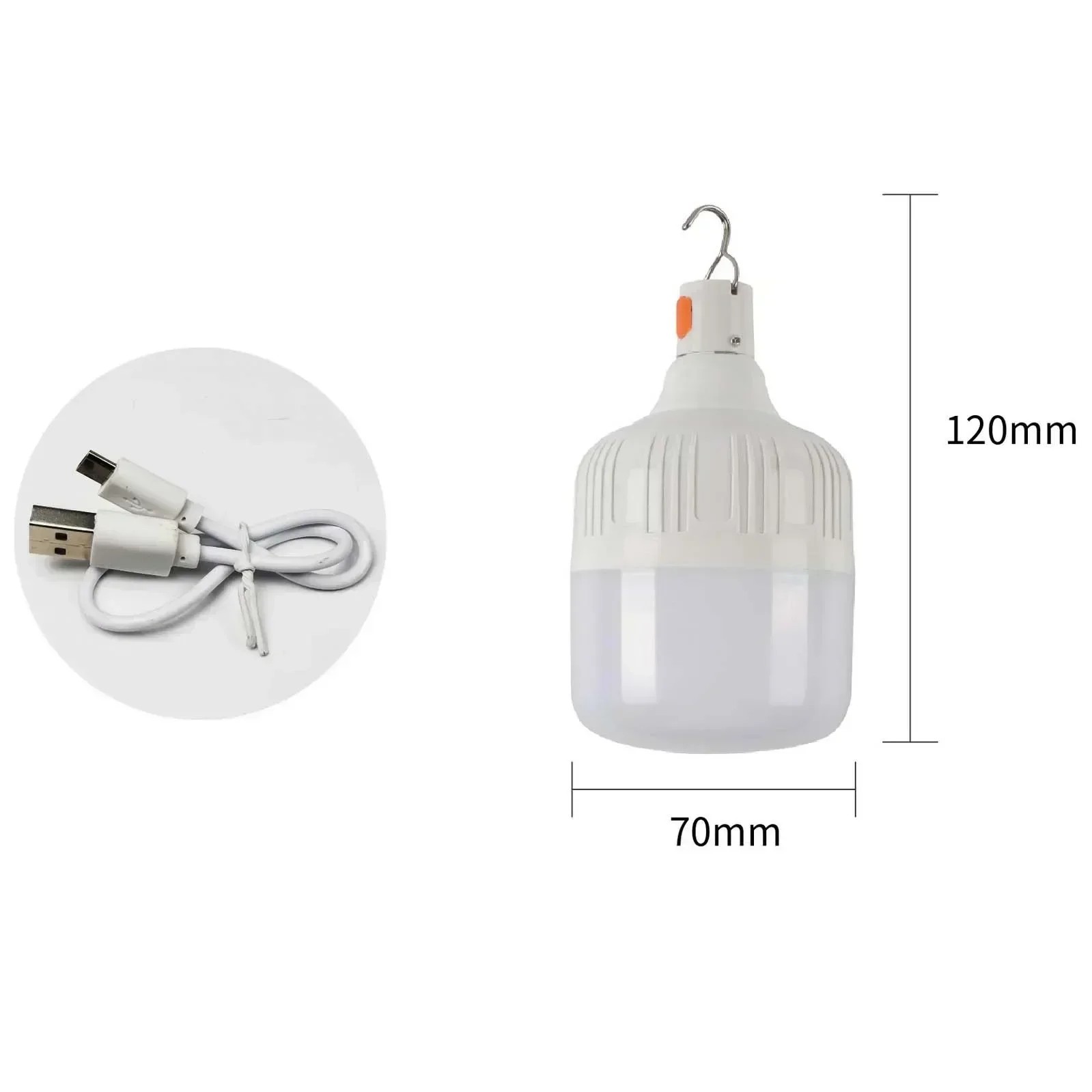 Luz de emergencia de 60 W - Suministros para acampar al aire libre EDC Linterna LED recargable por USB para senderismo, deportes y entretenimiento