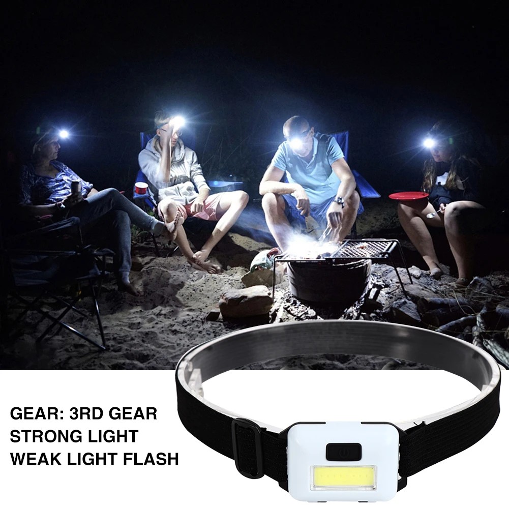 Mini linterna frontal LED COB de 3 W: linterna frontal impermeable de 3 modos para acampar al aire libre y pescar de noche.