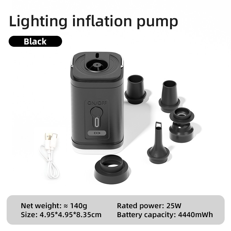 Bomba de aire eléctrica 3 en 1 con luces: minicompresor de aire inalámbrico con carga USB, inflador/desinflador para acampar al aire libre.