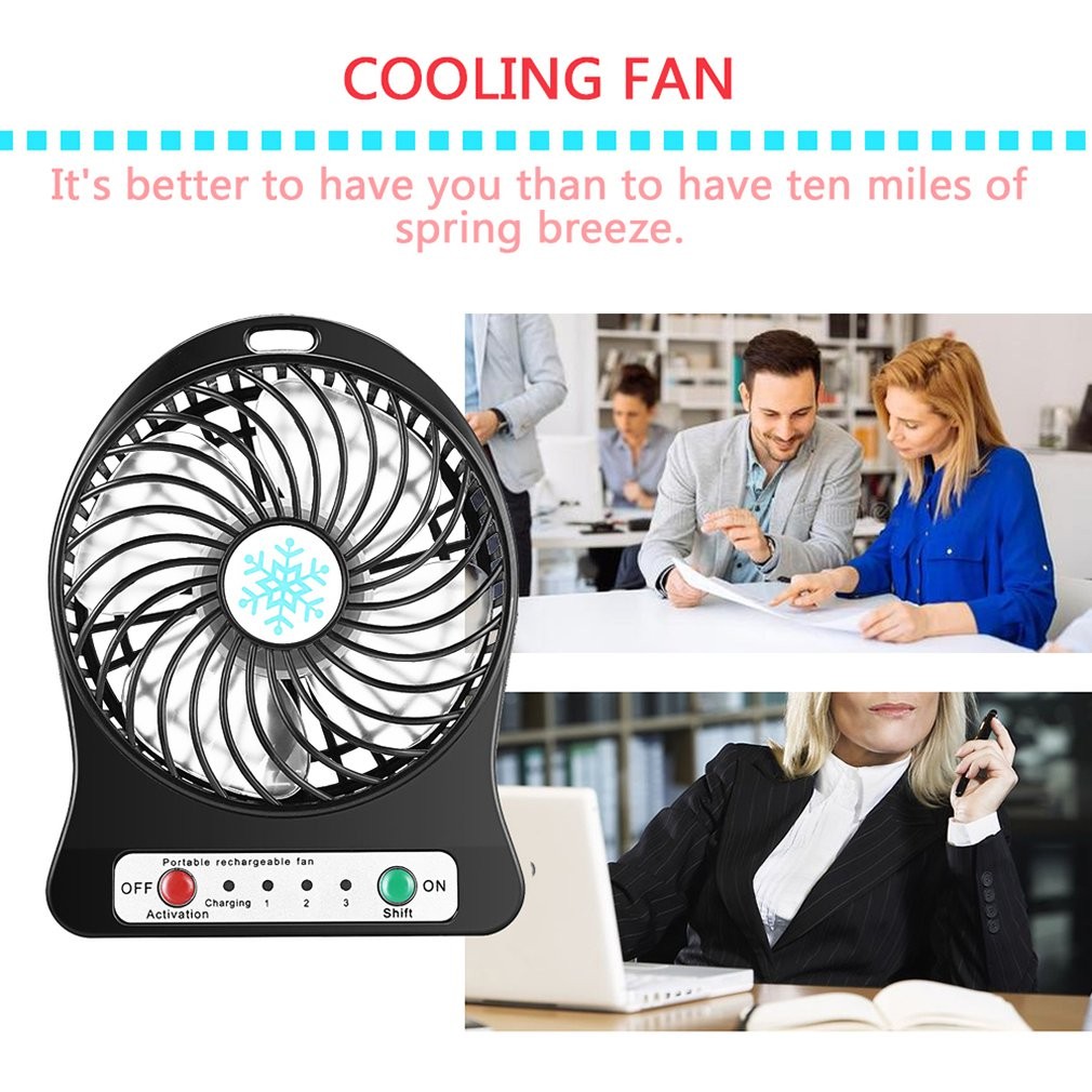 Mini ventilador portátil de mano con carga USB y luz LED - Ventilador de camping para exteriores