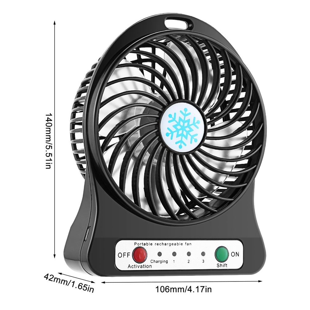 Mini ventilador portátil de mano con carga USB y luz LED - Ventilador de camping para exteriores