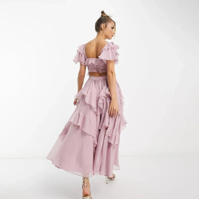 Vestido de verano sin espalda con volantes para fiesta, ropa de mujer