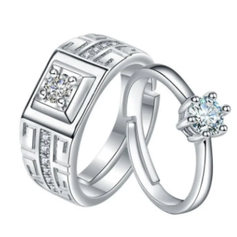 Anillos de lujo para él y para ella con diamantes - Plata de ley