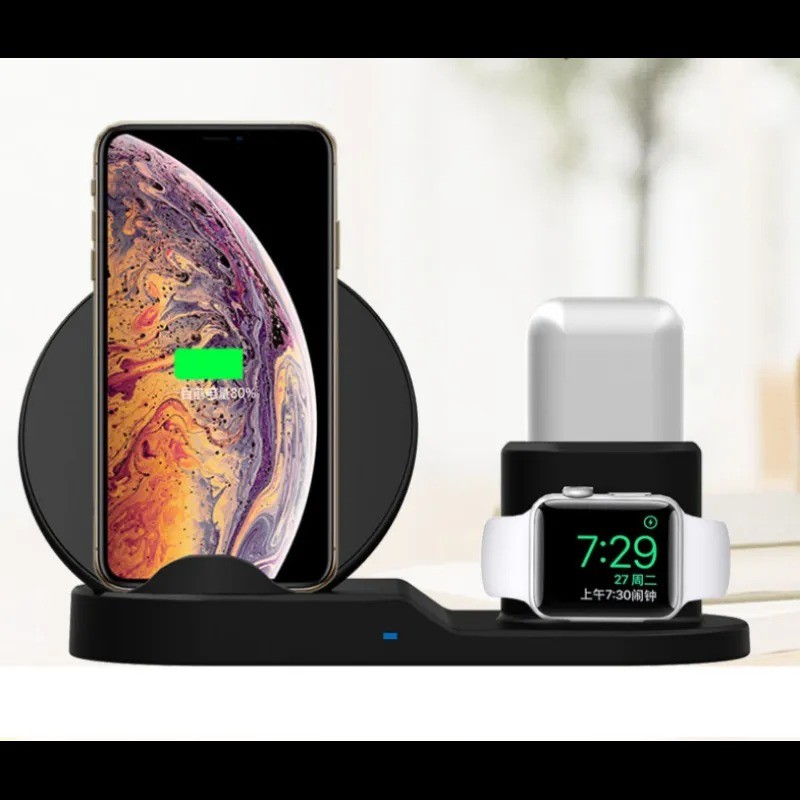 Compatible con Apple, cargador inalámbrico 3 en 1