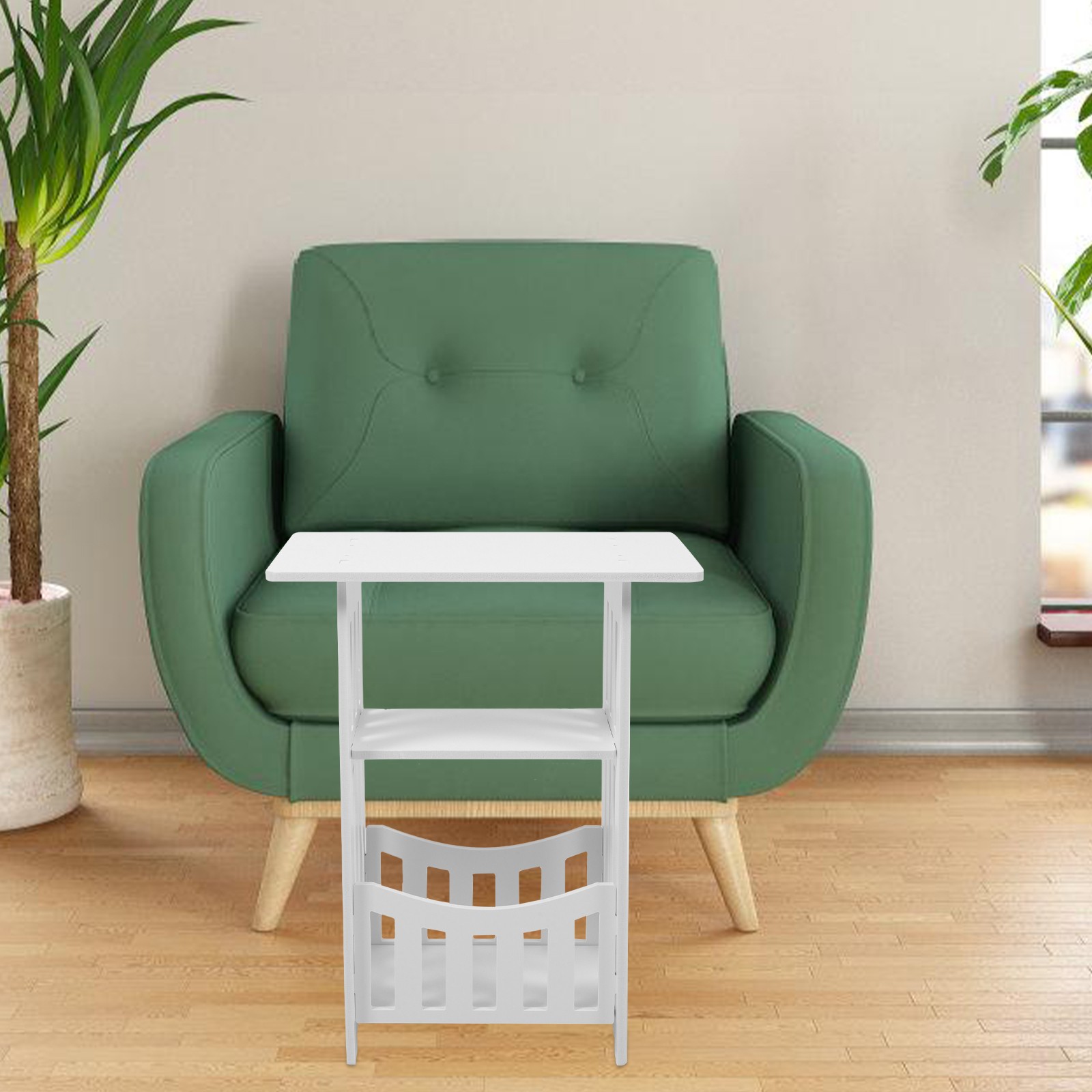 Mesa auxiliar para sofá de sala de estar, mesita de noche para dormitorio, mesita de noche hueca para habitación, mesa auxiliar blanca para sofá de dormitorio
