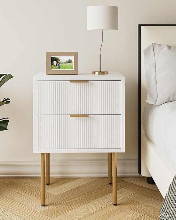 Mesita de noche Aobafuir: cómoda de 2 cajones para dormitorio, mesita auxiliar pequeña con 2 cajones, mesita de noche, mesa auxiliar