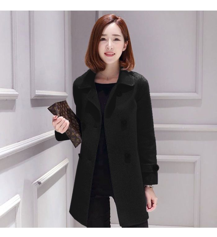 Abrigo de lana para mujer, estilo coreano, de longitud media, ajustado, adelgazante y moderno.