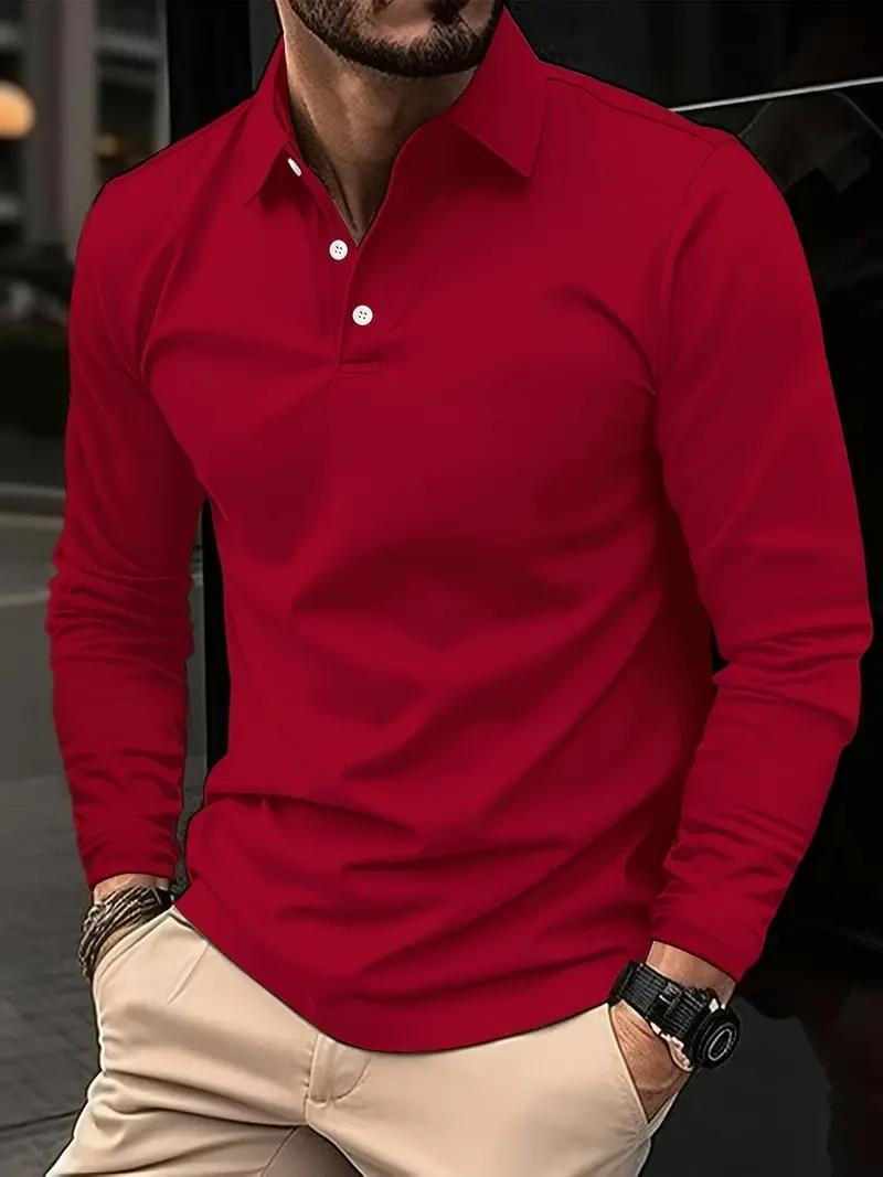Polo de golf elástico ultrasuave para hombre, transpirable, manga larga, perfecto para primavera y otoño, regalo ideal.