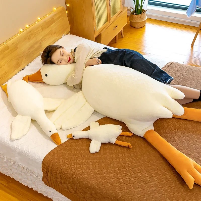 Peluche de ganso blanco grande de 50 cm - Almohada de peluche suave