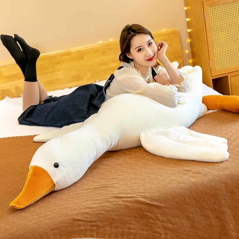 Peluche de ganso blanco grande de 50 cm - Almohada de peluche suave