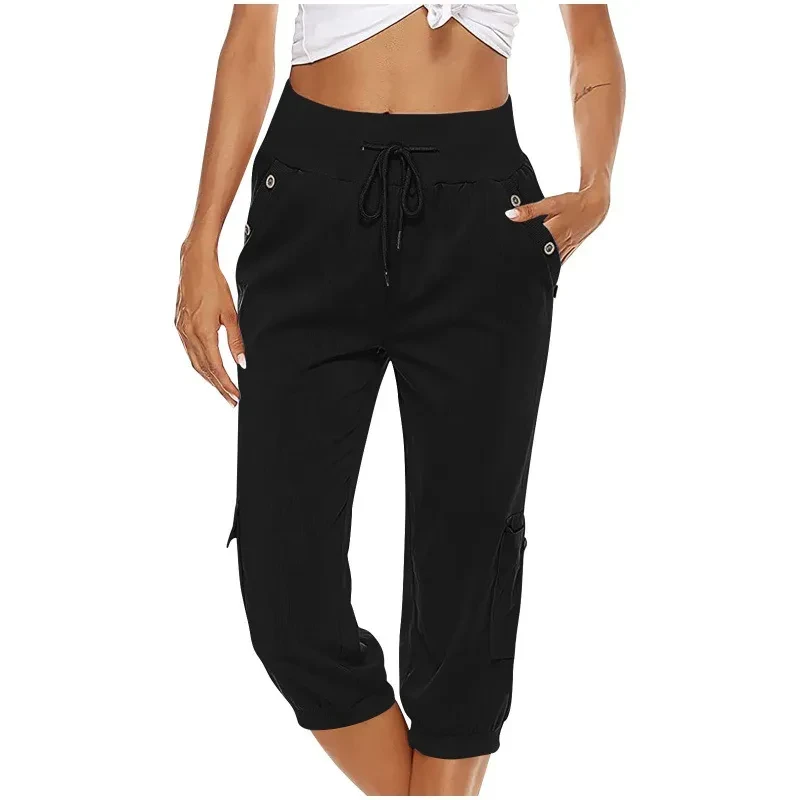 Pantalones cargo cortos de lino y algodón para mujer