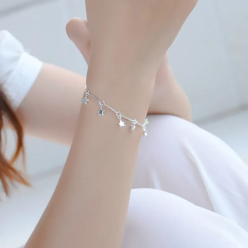 Pulsera tobillera con dije de estrella de plata