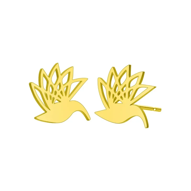 Pendientes elegantes de acero inoxidable con silueta de pájaro