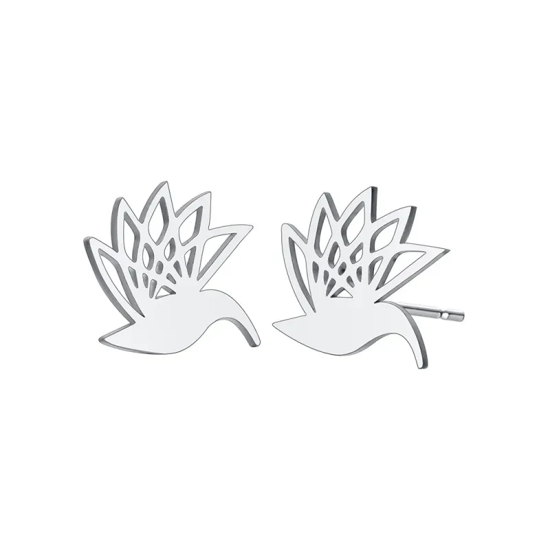 Pendientes elegantes de acero inoxidable con silueta de pájaro
