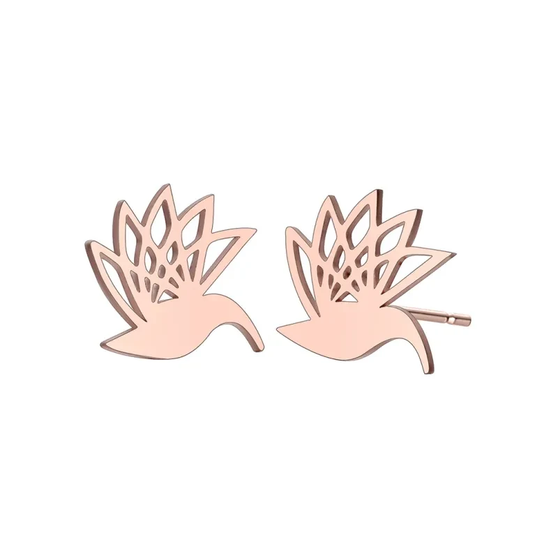 Pendientes elegantes de acero inoxidable con silueta de pájaro