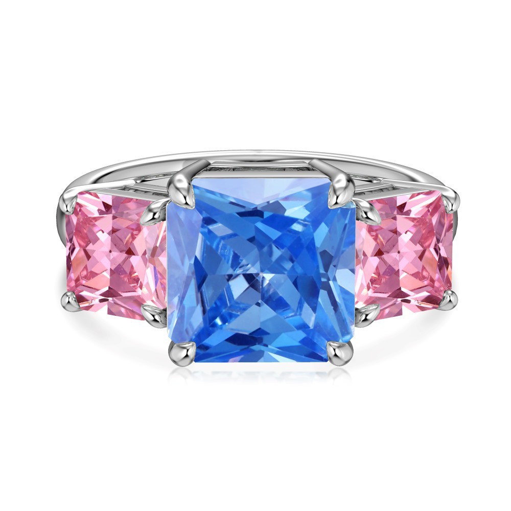 Anillo Trio Radiance con piedras preciosas azules y rosas