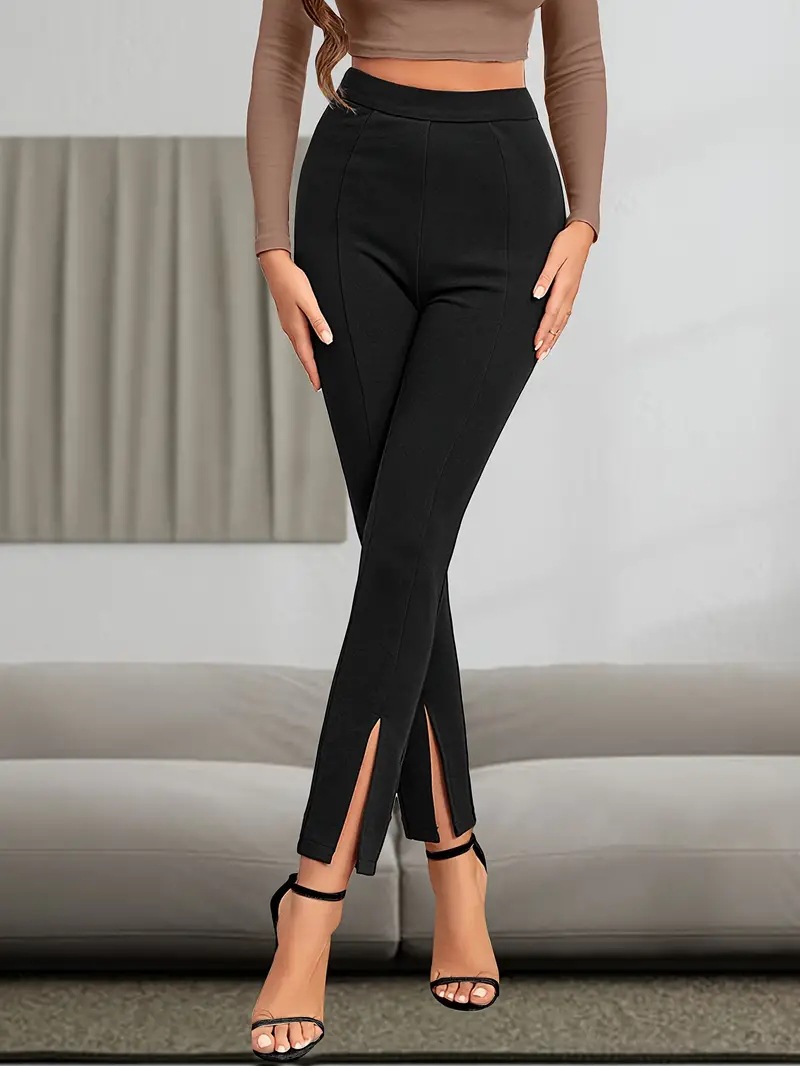 Leggings de yoga de cintura alta, informales, deportivos, con abertura, ajustados, cómodos, transpirables y con realce de cadera, de estilo europeo y americano