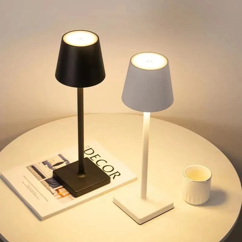 Lámpara de escritorio LED recargable por USB, lámpara táctil inalámbrica, luz LED impermeable para bares, restaurantes, hoteles y dormitorios.