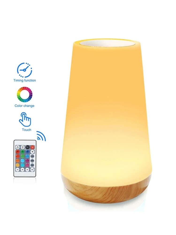 Luz nocturna LED - Lámpara de mesa RGB de 13 colores cambiantes con control remoto y táctil, luz de noche recargable y regulable