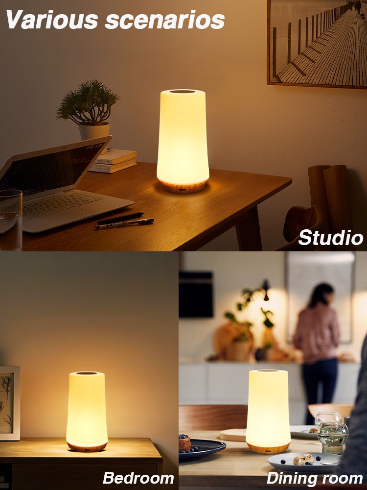 Luz nocturna LED - Lámpara de mesa RGB de 13 colores cambiantes con control remoto y táctil, luz de noche recargable y regulable