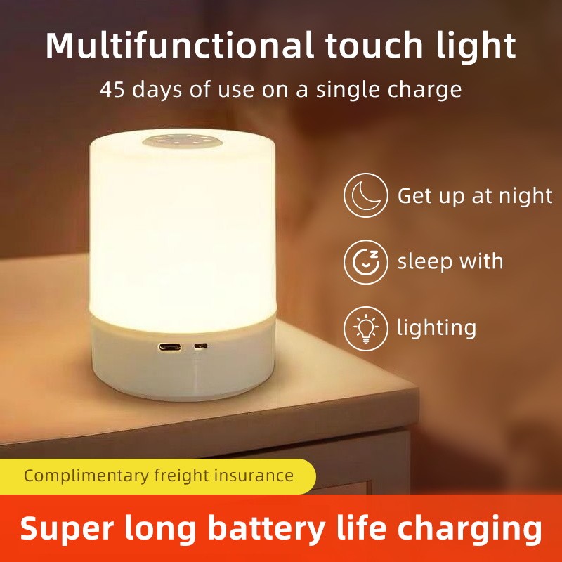 Lámpara de noche LED USB - Lámpara de mesa recargable con interruptor, luces de tres colores, luz nocturna táctil para cocina, pasillo, armario, dormitorio, hogar