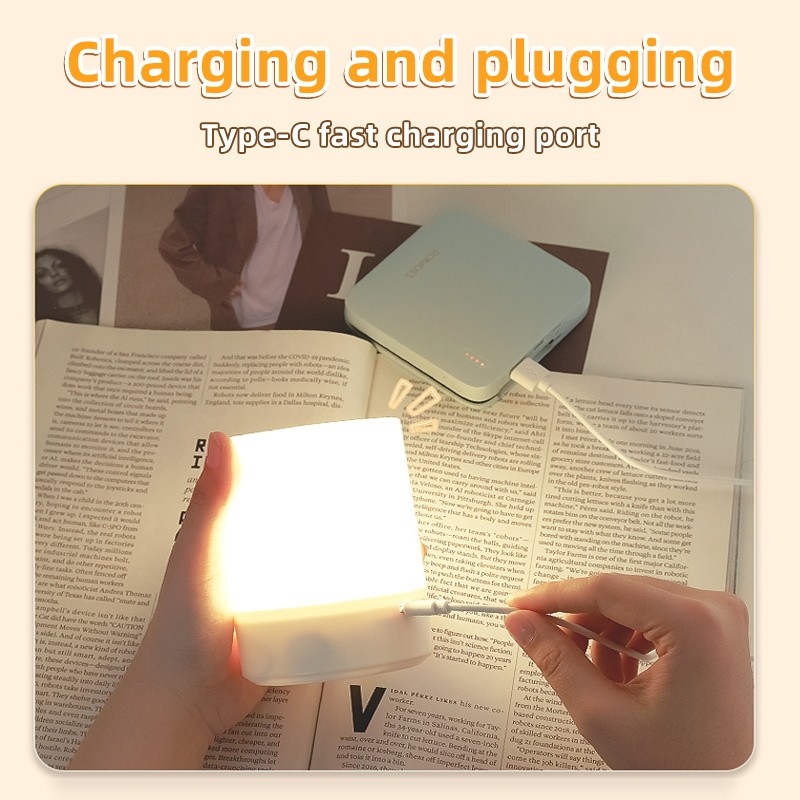 Lámpara de noche LED USB - Lámpara de mesa recargable con interruptor, luces de tres colores, luz nocturna táctil para cocina, pasillo, armario, dormitorio, hogar