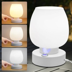 Lámpara de mesita de noche recargable: luz de lectura con control por botón y 3 modos de color para sala de estar, comedor y dormitorio.