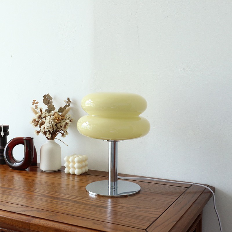 Lámpara de mesa de cristal Macaron - Lámpara de ambiente tricromática con atenuación para sala de estar, luz nocturna con protección ocular para la decoración de la mesita de noche del dormitorio de una niña