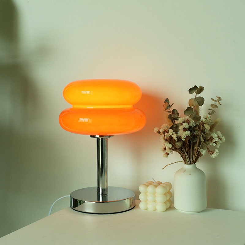 Lámpara de mesa de cristal Macaron - Lámpara de ambiente tricromática con atenuación para sala de estar, luz nocturna con protección ocular para la decoración de la mesita de noche del dormitorio de una niña