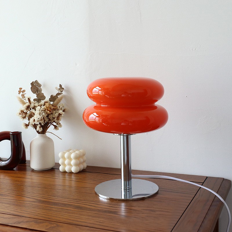 Lámpara de mesa de cristal Macaron - Lámpara de ambiente tricromática con atenuación para sala de estar, luz nocturna con protección ocular para la decoración de la mesita de noche del dormitorio de una niña