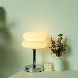 Lámpara de mesa de cristal Macaron - Lámpara de ambiente tricromática con atenuación para sala de estar, luz nocturna con protección ocular para la decoración de la mesita de noche del dormitorio de una niña