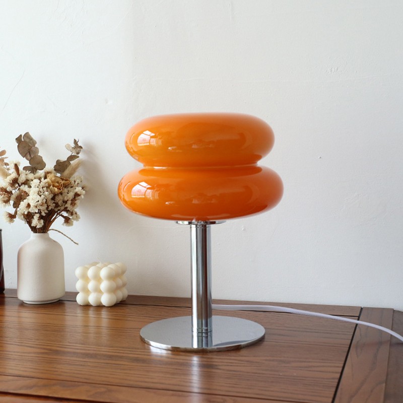 Lámpara de mesa de cristal Macaron - Lámpara de ambiente tricromática con atenuación para sala de estar, luz nocturna con protección ocular para la decoración de la mesita de noche del dormitorio de una niña