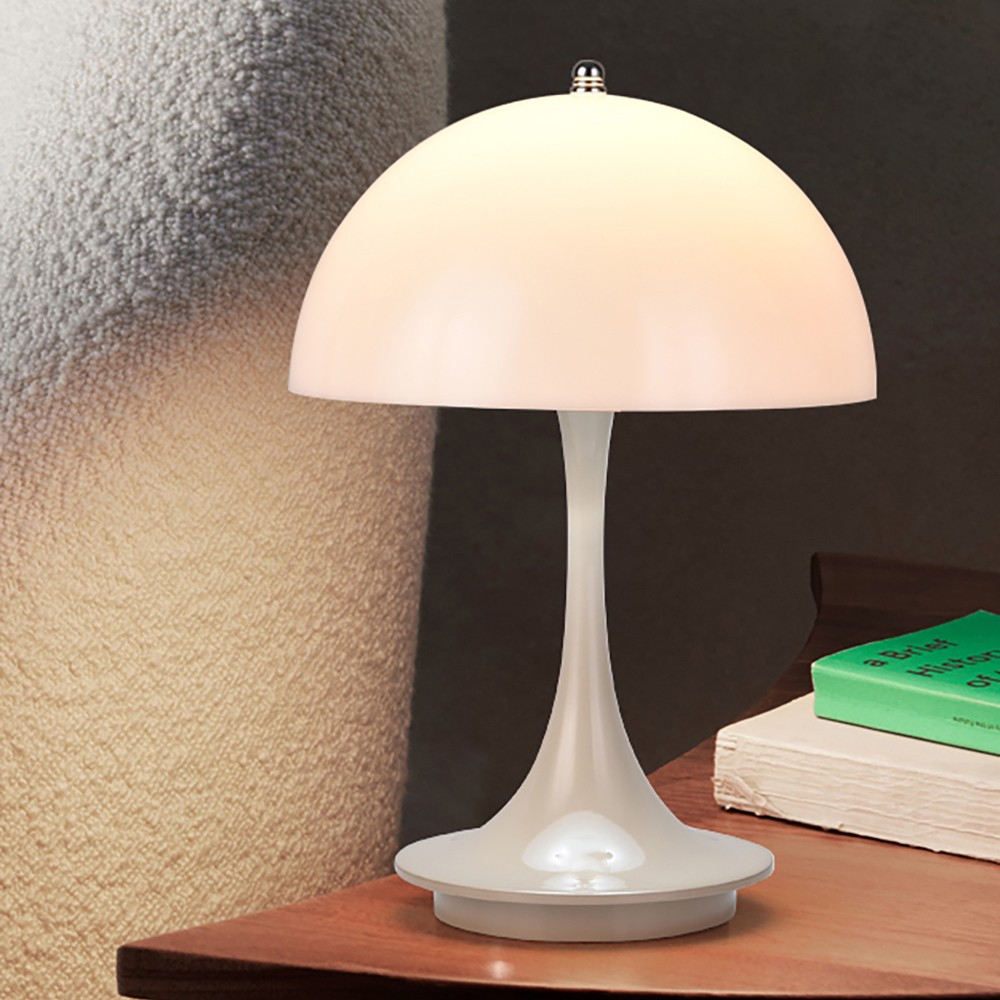 Lámpara de mesa pequeña LED con forma de hongo: lámpara portátil con carga USB y atenuación de capullo de flor para la mesita de noche del dormitorio.