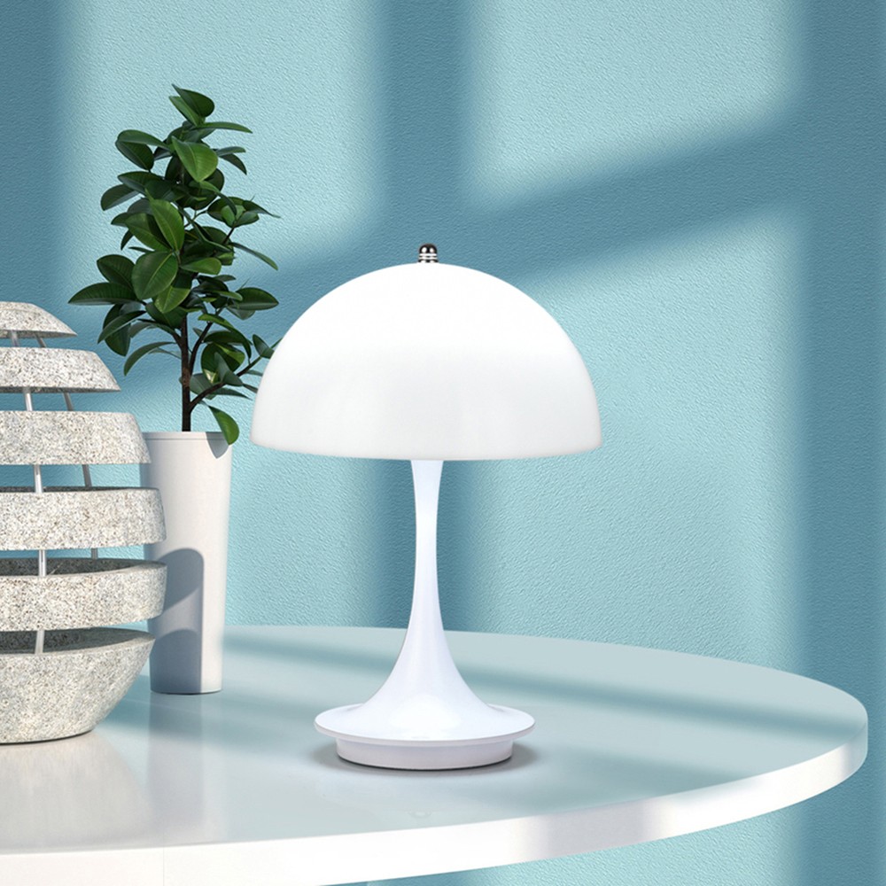 Lámpara de mesa pequeña LED con forma de hongo: lámpara portátil con carga USB y atenuación de capullo de flor para la mesita de noche del dormitorio.
