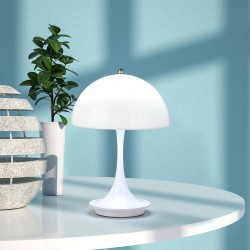 Lámpara de mesa pequeña LED con forma de hongo: lámpara portátil con carga USB y atenuación de capullo de flor para la mesita de noche del dormitorio.