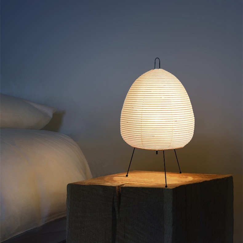 Lámpara de mesa LED con forma de farol de papel de arroz japonés - Lámpara de pie con trípode para sala de estar, dormitorio, mesita de noche, estudio, hotel, casa de familia, decoración creativa.