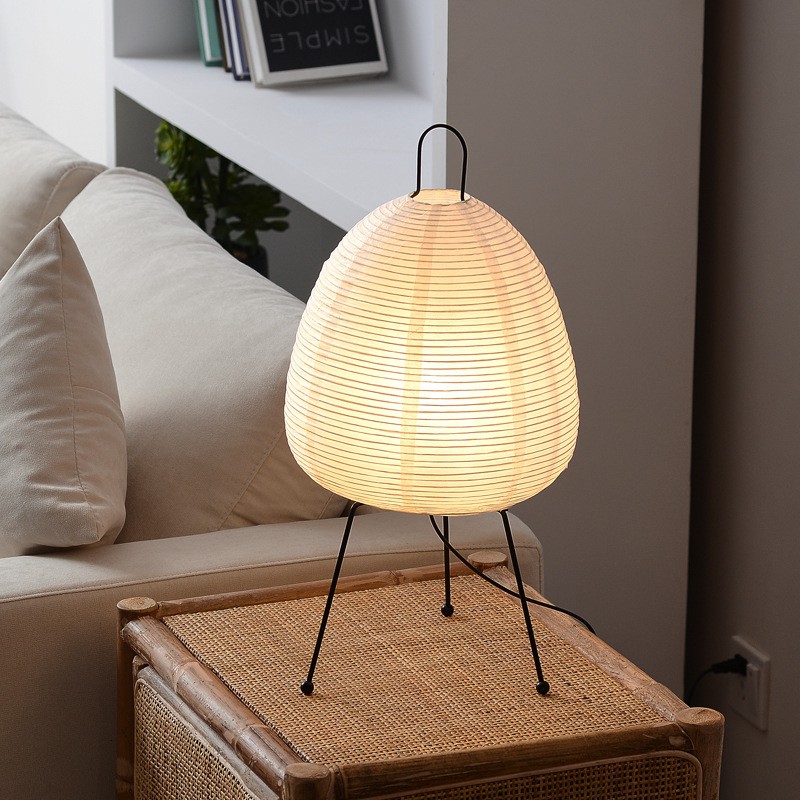 Lámpara de mesa LED con forma de farol de papel de arroz japonés - Lámpara de pie con trípode para sala de estar, dormitorio, mesita de noche, estudio, hotel, casa de familia, decoración creativa.